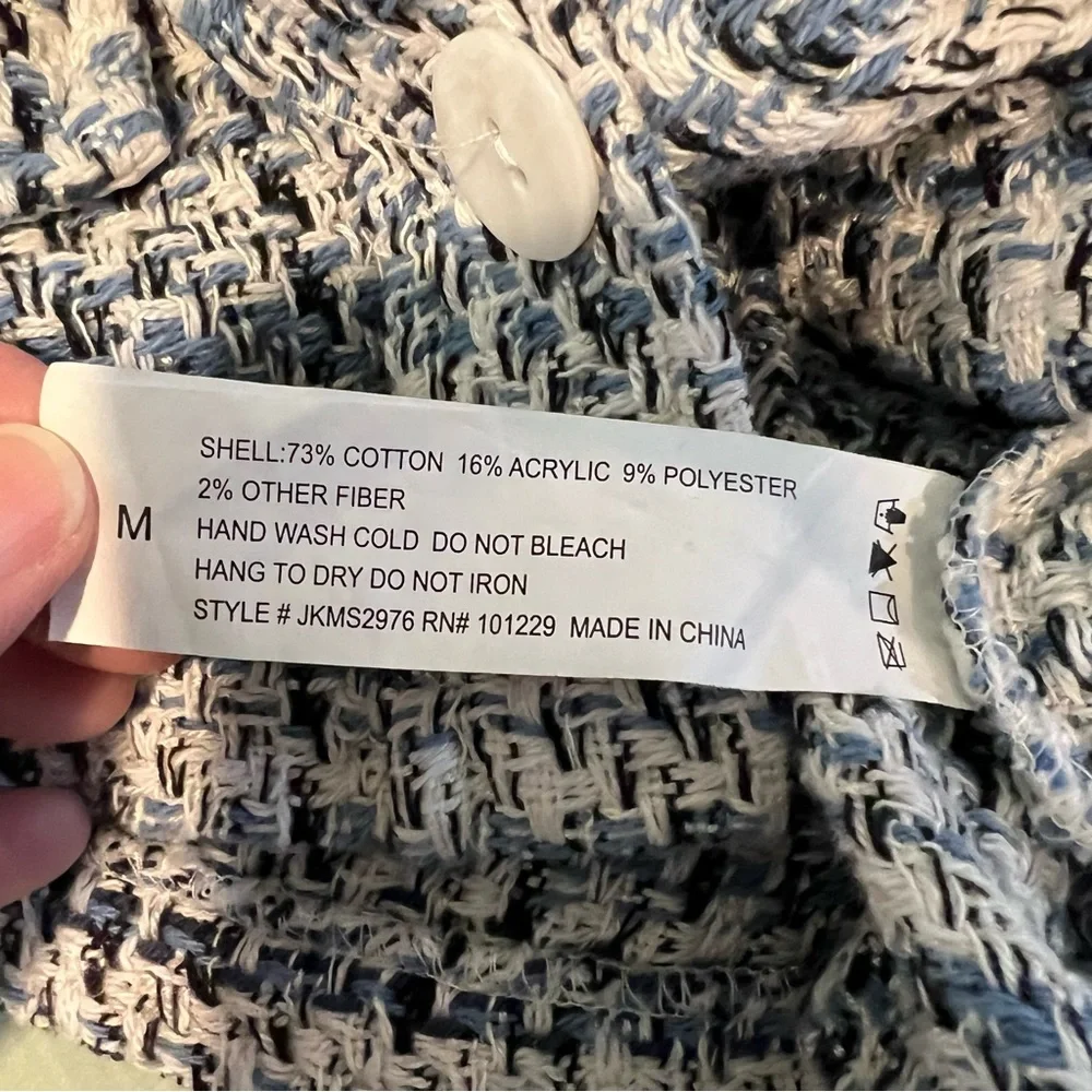 🍋 Stoosh Blue and White Button Down Knit Jacket - M - Picture 8 of 8